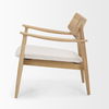 Haggen Light Brown Oak Wood with Cream Fabric Accent Chair, by Mercana, 27.56" length x 26.77" width x 28.35" height thumbnail 5