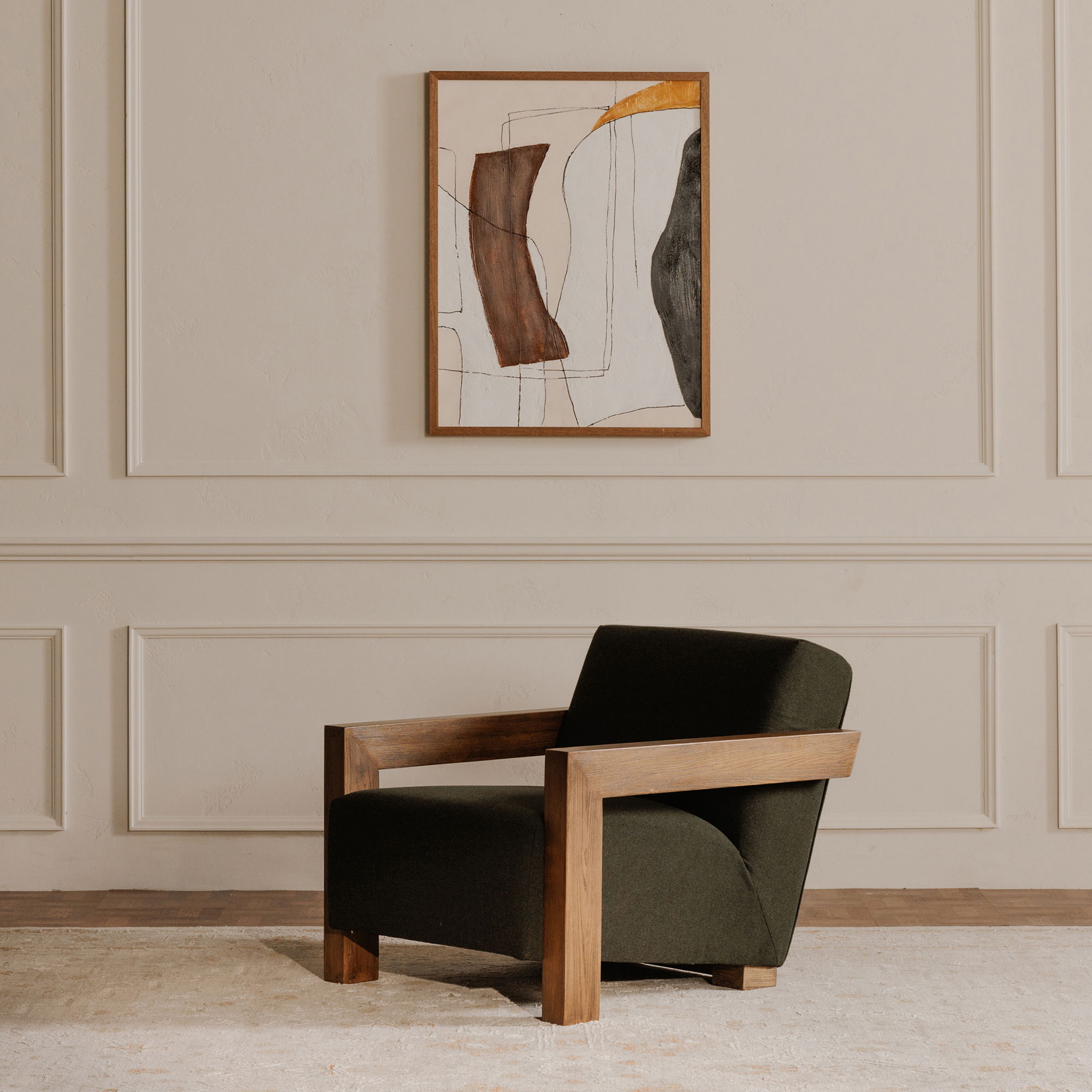 Garnet Lounge Chair Olive Wool Blend large image 