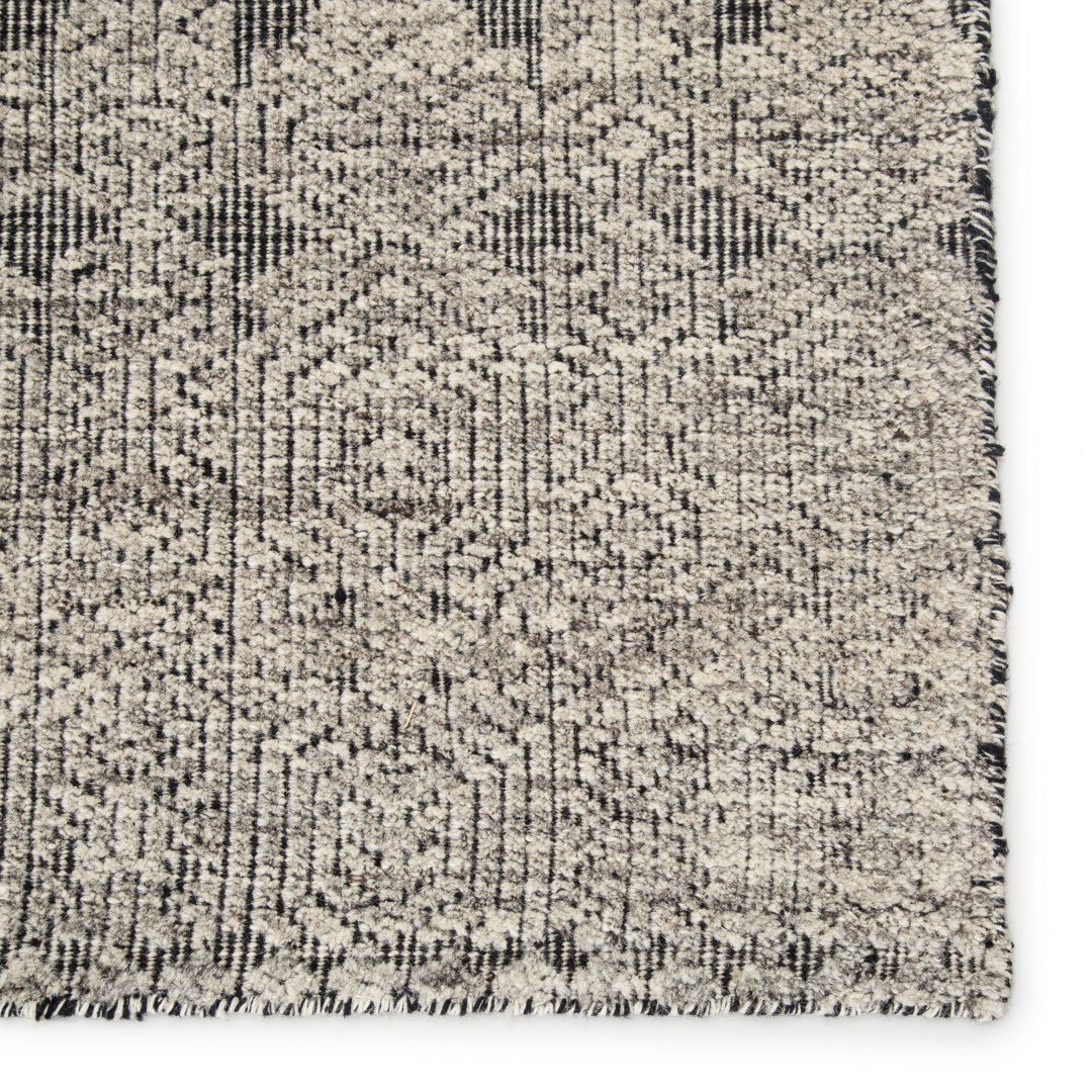Abelle Hand-Knotted Tribal Gray/ Black Area Rug large image 