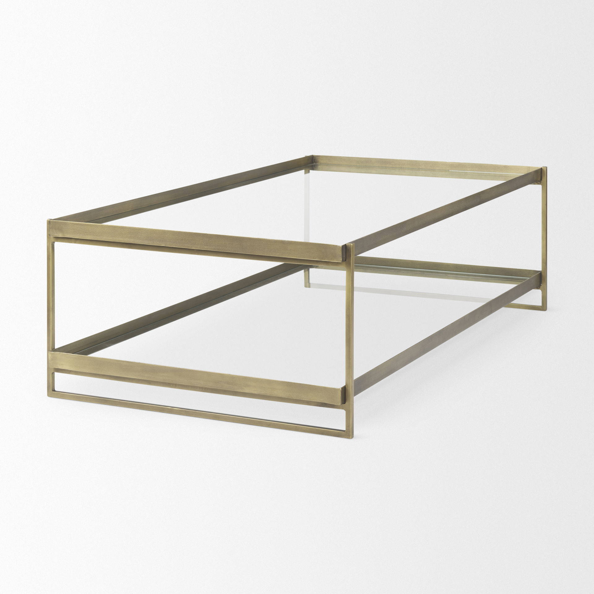 Trey  Gold Metal with Glass Coffee table large image 