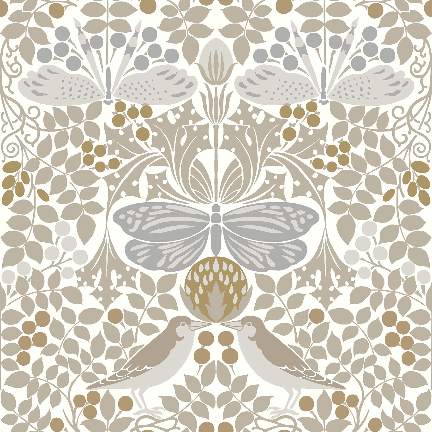 Butterfly Garden White Wallpaper large image 