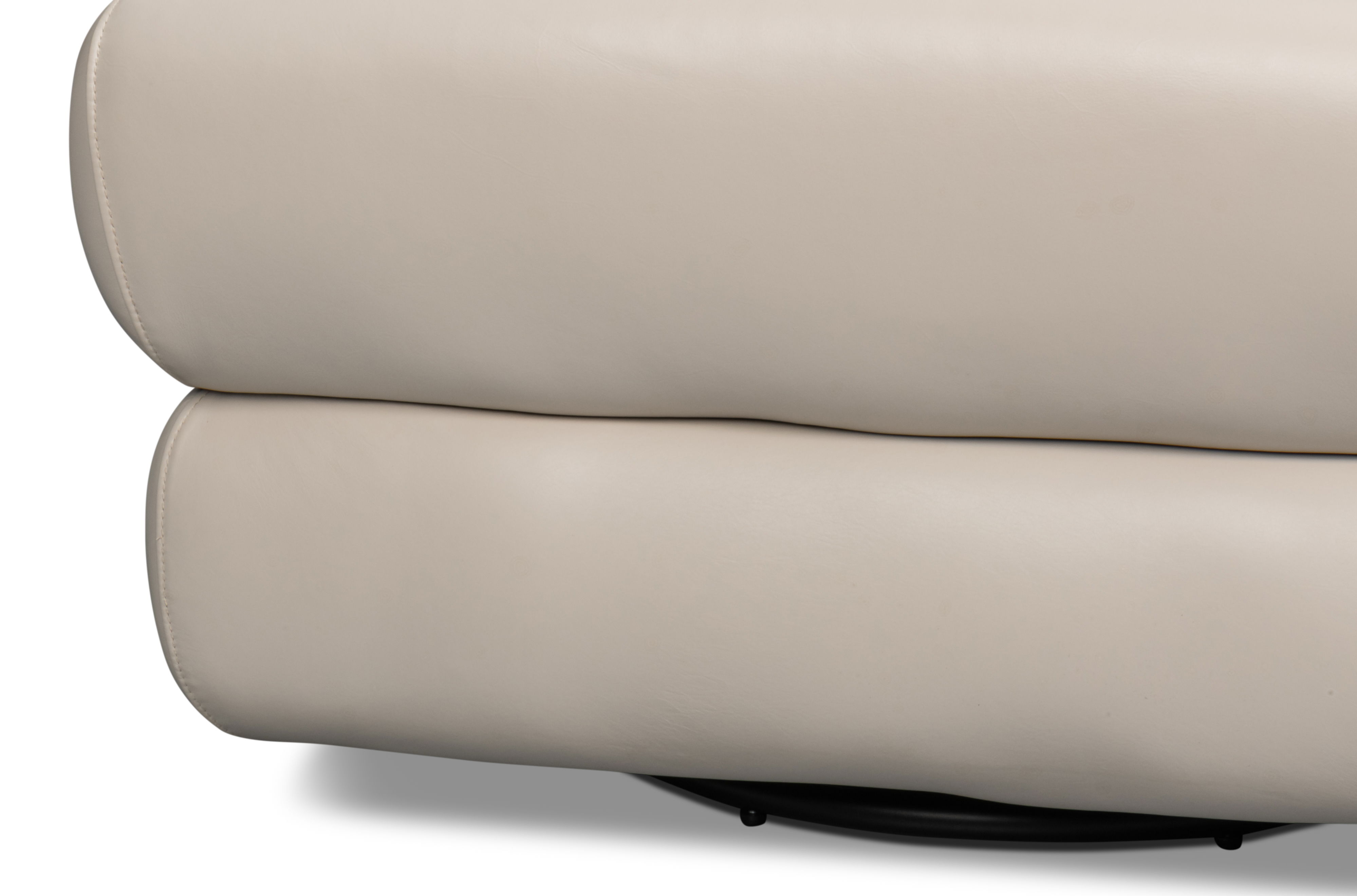 Rondo Leather Swivel Chair, White, Seating by Sarreid, 38" length x 31" width x 30" height View 7