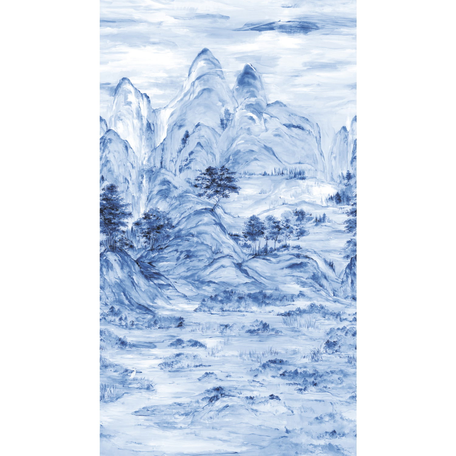 Misty Mountain Blue Wall Mural large image 