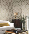 Laurel Leaf Ogee Brown Wallpaper, by York Wall, 27' length x 2'3" width x 0.02" depth thumbnail 3