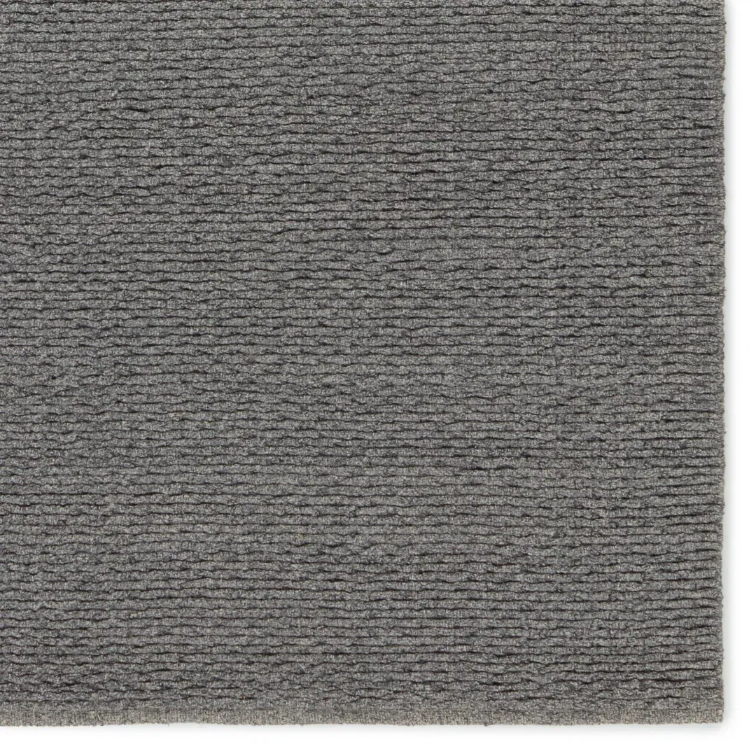 Rectangle Easton Solid Color Hand Loomed Wool Area Rug in Gray large image 