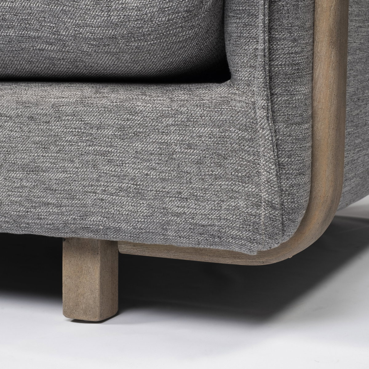 Roy II Castlerock Gray Upholstered and Brown Wood Frame Arm Chair, Accent Chair by Mercana, 43.31" length x 41.73" width x 33.07" height View 11