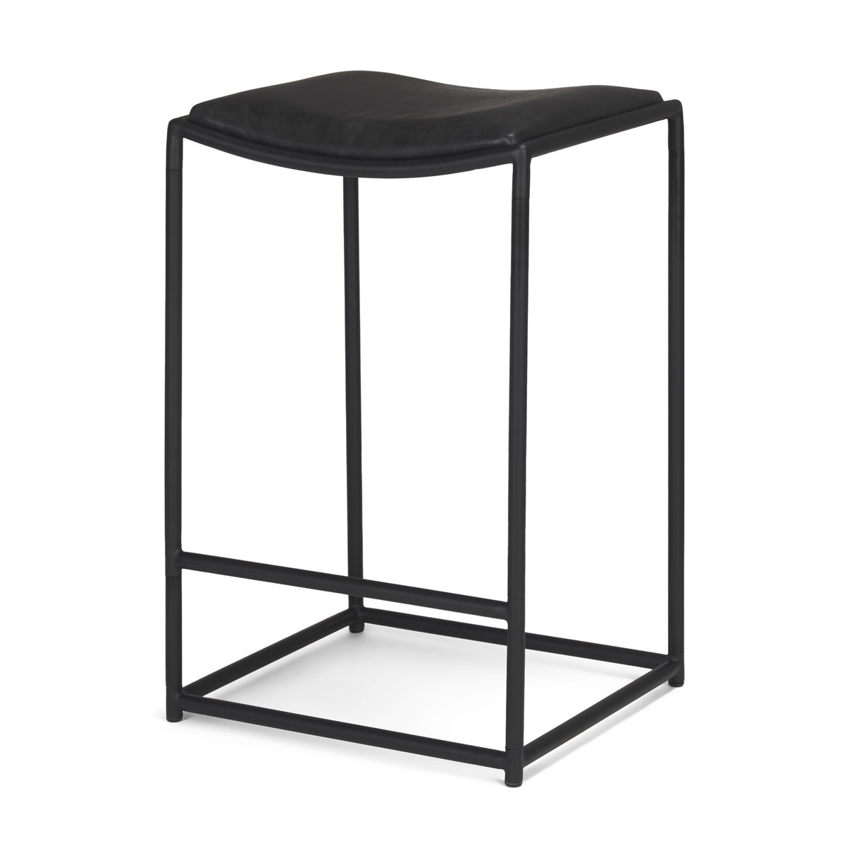 Taniel Backless 27.25in Seat Counter Stool | Black Leather with Metal, Counter & Bar Stool by Mercana, 18" length x 16" width x 27.75" height View 1