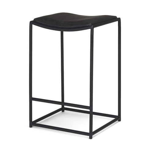 Taniel Black Leather with Black Metal Counter Stool