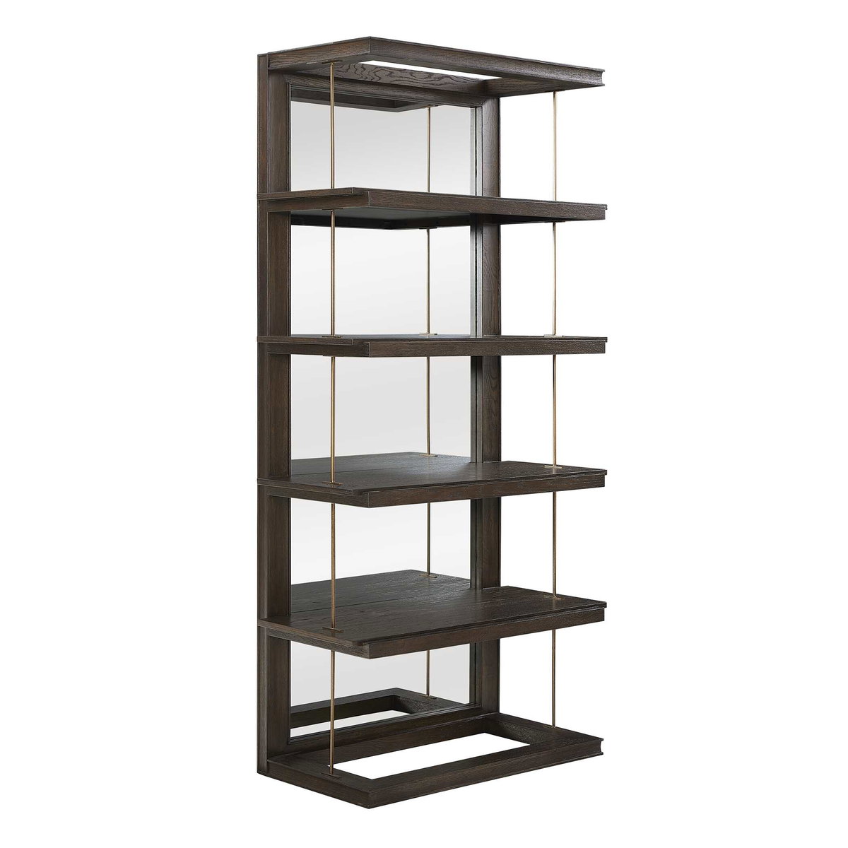 Kai Dark Walnut Etagere, Shelving & Bookcase by Uttermost, 40" width x 82" height x 20" depth View 4