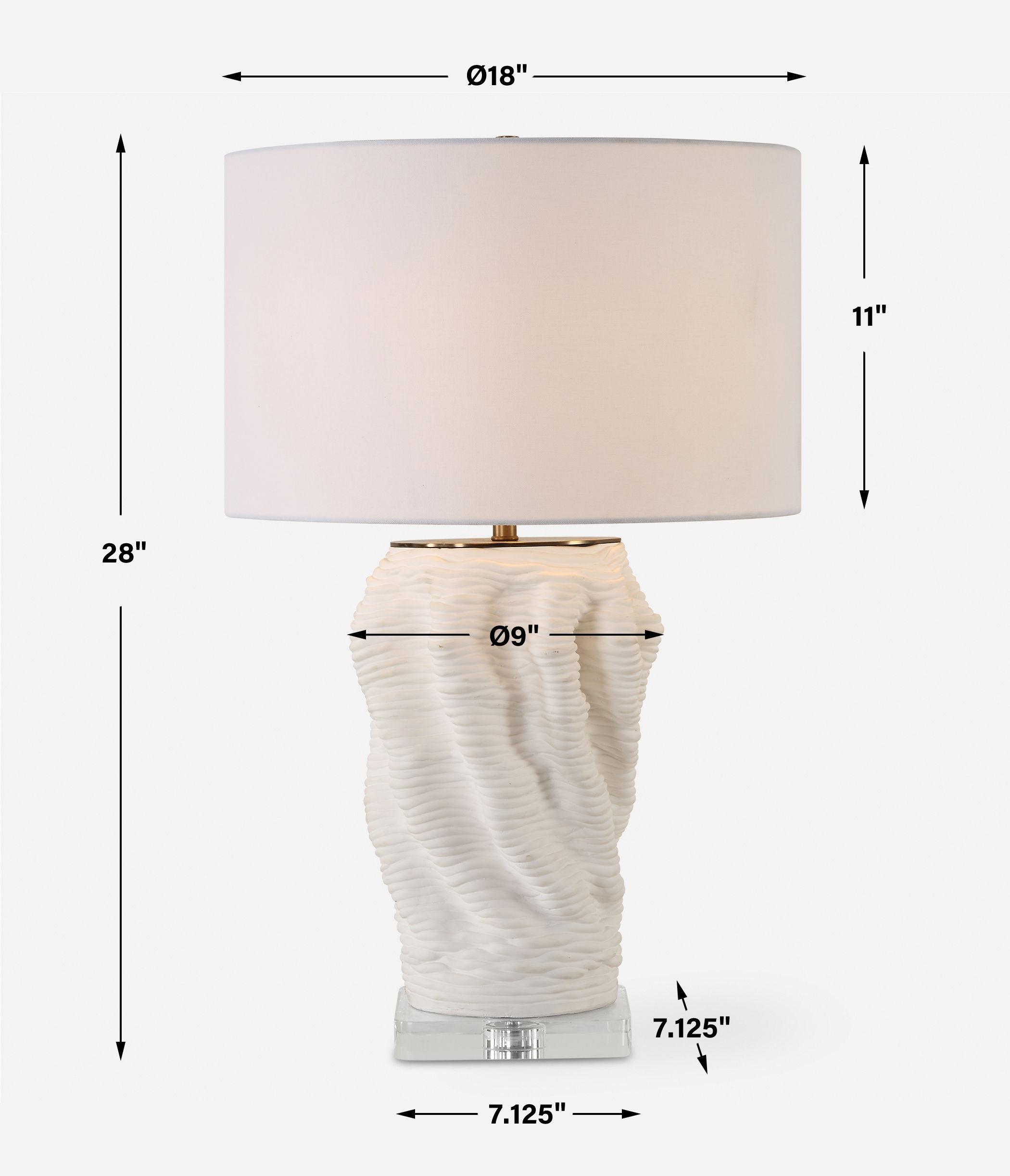 Stratified White Table Lamp, by Uttermost, 18" width x 28" height x 18" depth View 3
