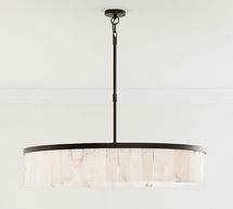 Online Designer Combined Living/Dining Windham Alabaster Tile Round Chandelier, Bronze