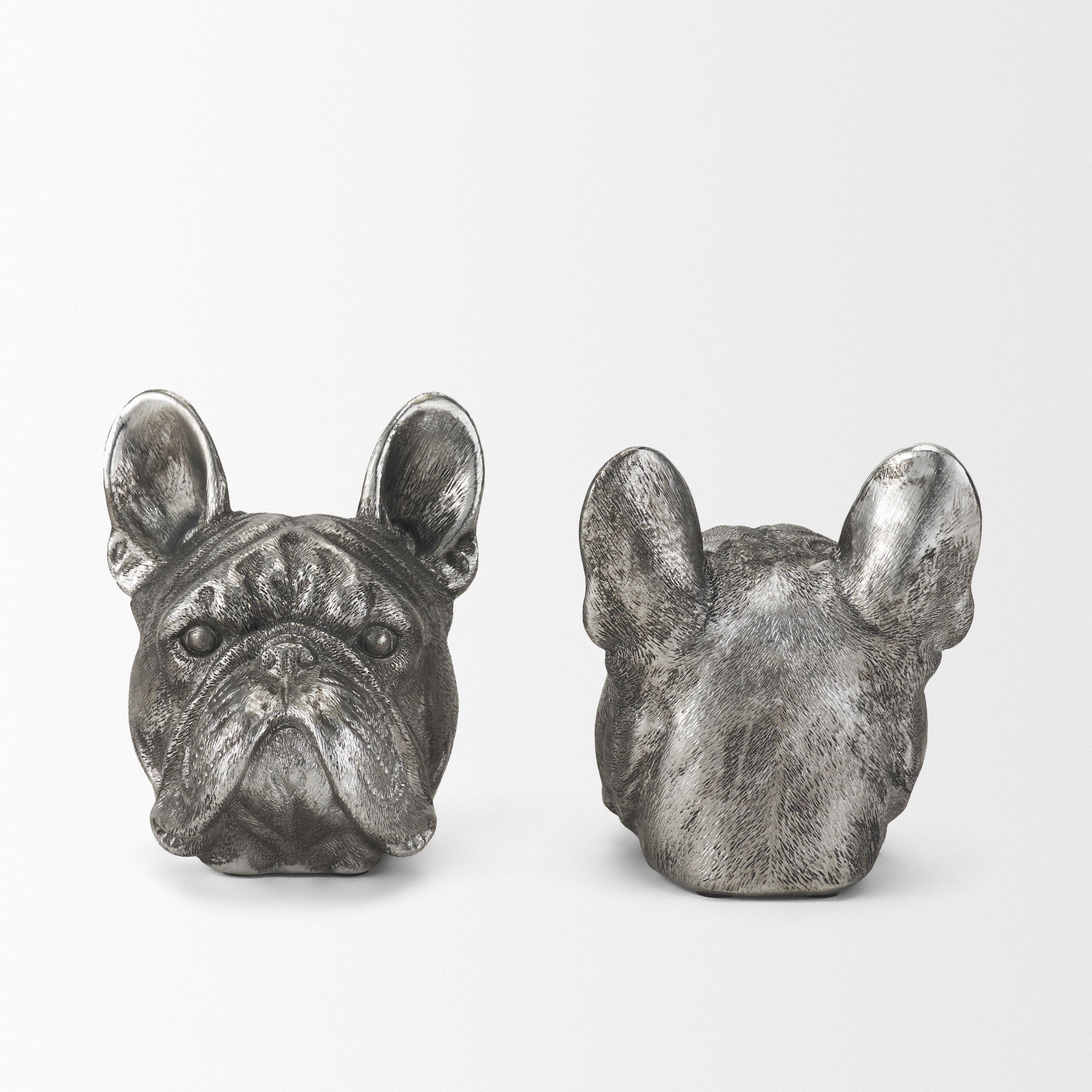 Bruno (Set of 2) 5L x 5W Silver American Bulldog Bookends, by Mercana, 4.84" length x 4.72" width x 5.51" height View 8