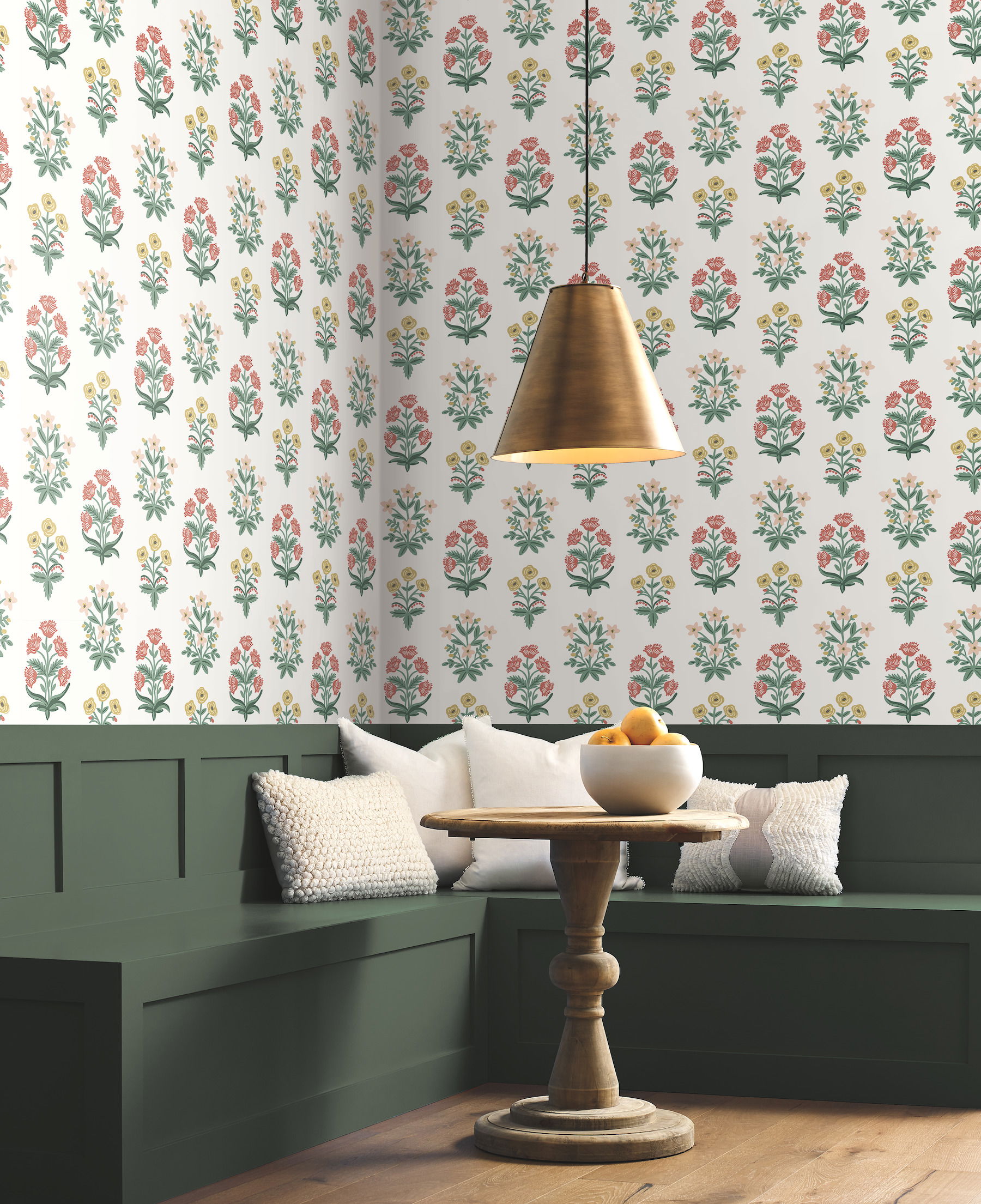 Mughal Rose White & Pink Wallpaper large image 