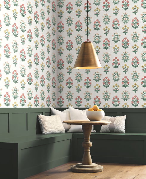 Mughal Rose White & Pink Wallpaper