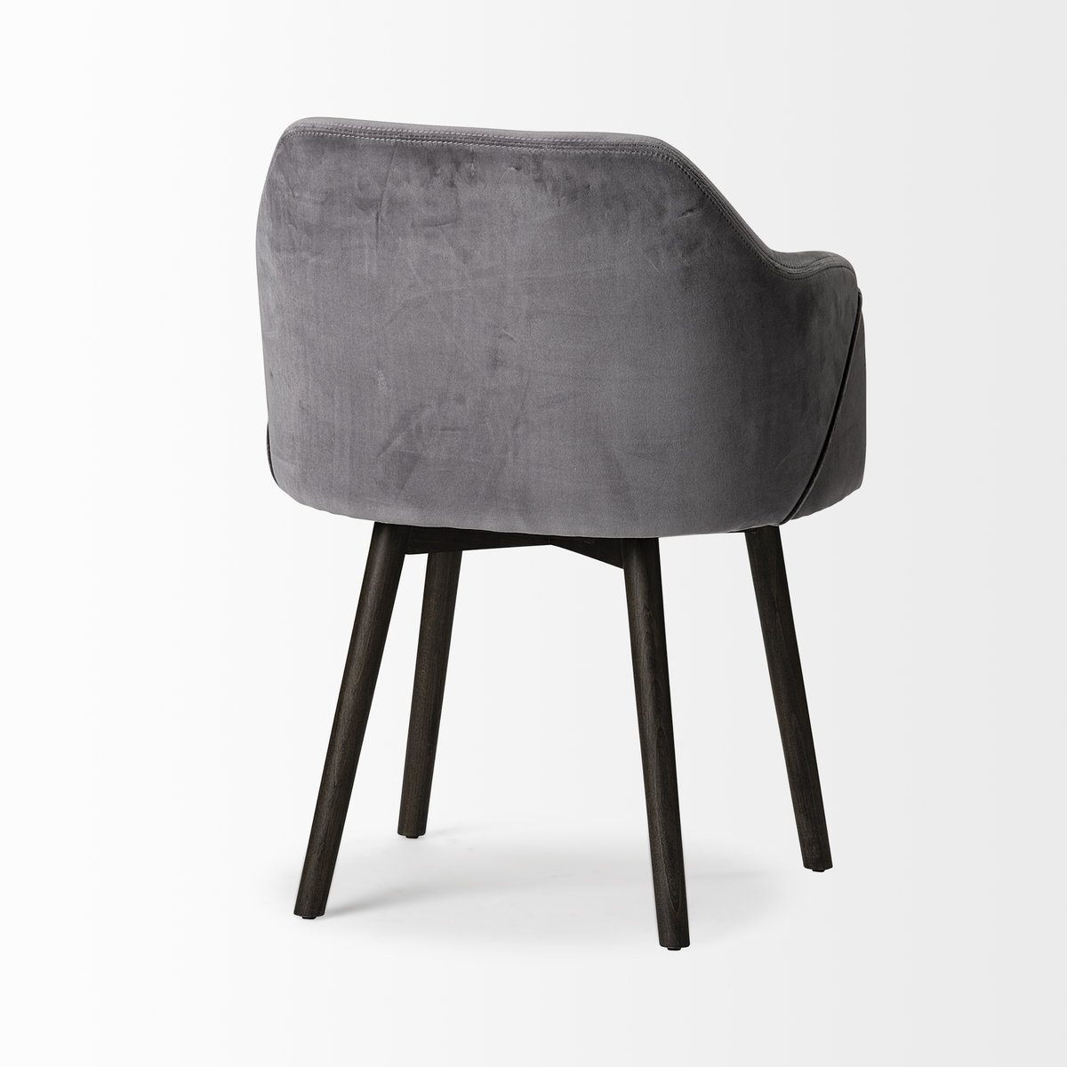 Ronald Curved Back Dining Side Chair | Grey Velvet with Black Wood, Dining Chair by Mercana, 23.25" length x 21.75" width x 32.25" height View 9