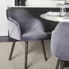 Ronald Curved Back Dining Side Chair | Grey Velvet with Black Wood, Dining Chair by Mercana, 23.25" length x 21.75" width x 32.25" height thumbnail 3