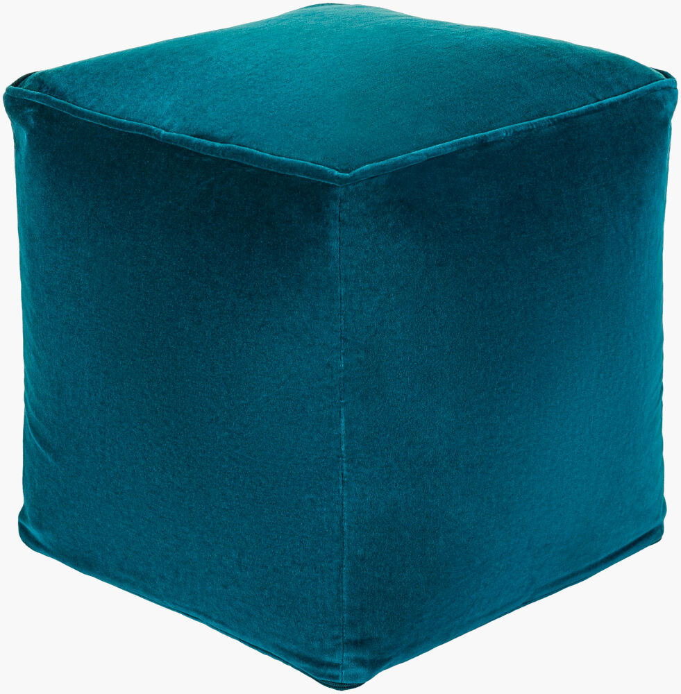 Cotton Velvet Pouf, Ottoman by Surya, 16" width x 16" height