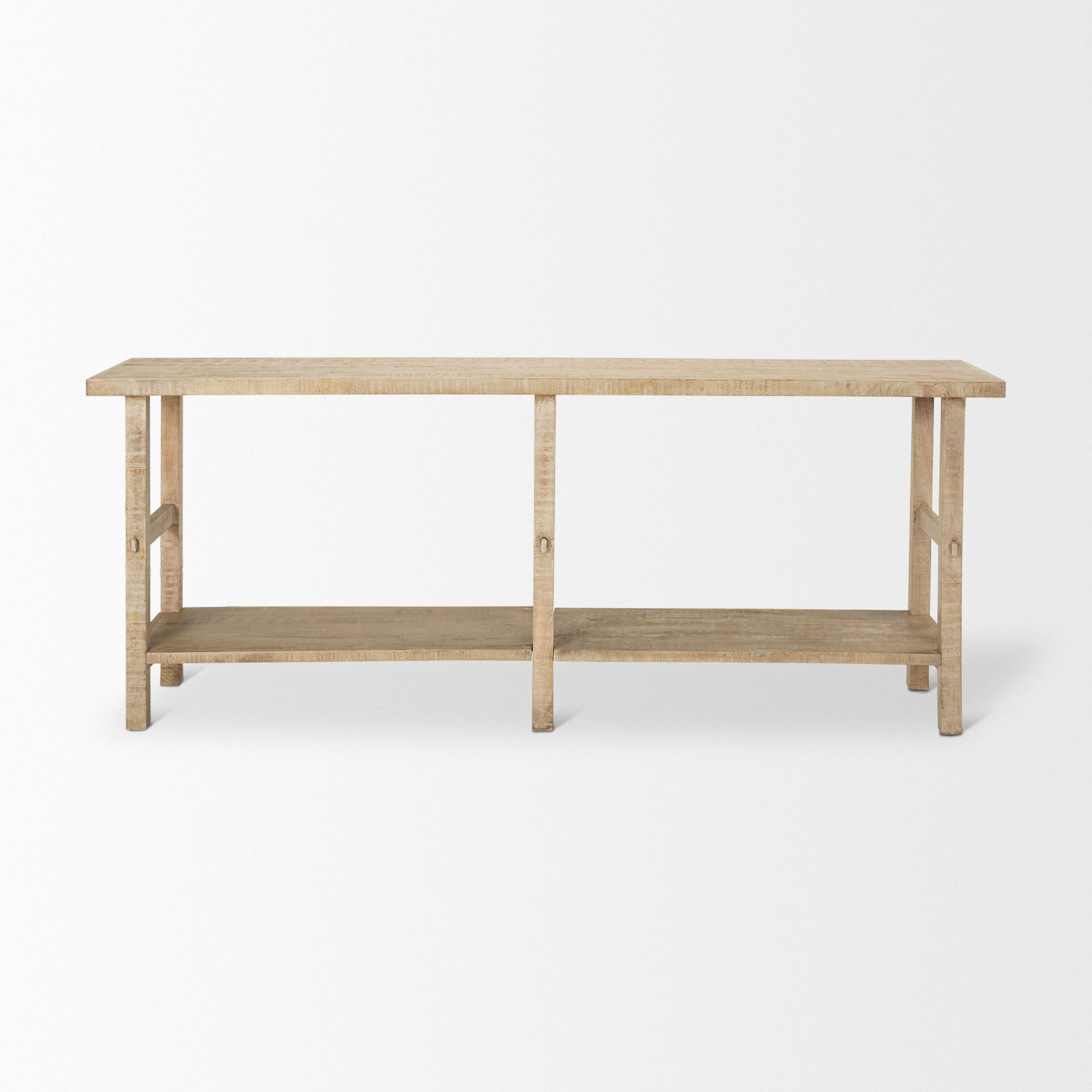 Rosie Large Blonde Wood Console Table, by Mercana, 76.75" length x 16" width x 30" height View 4