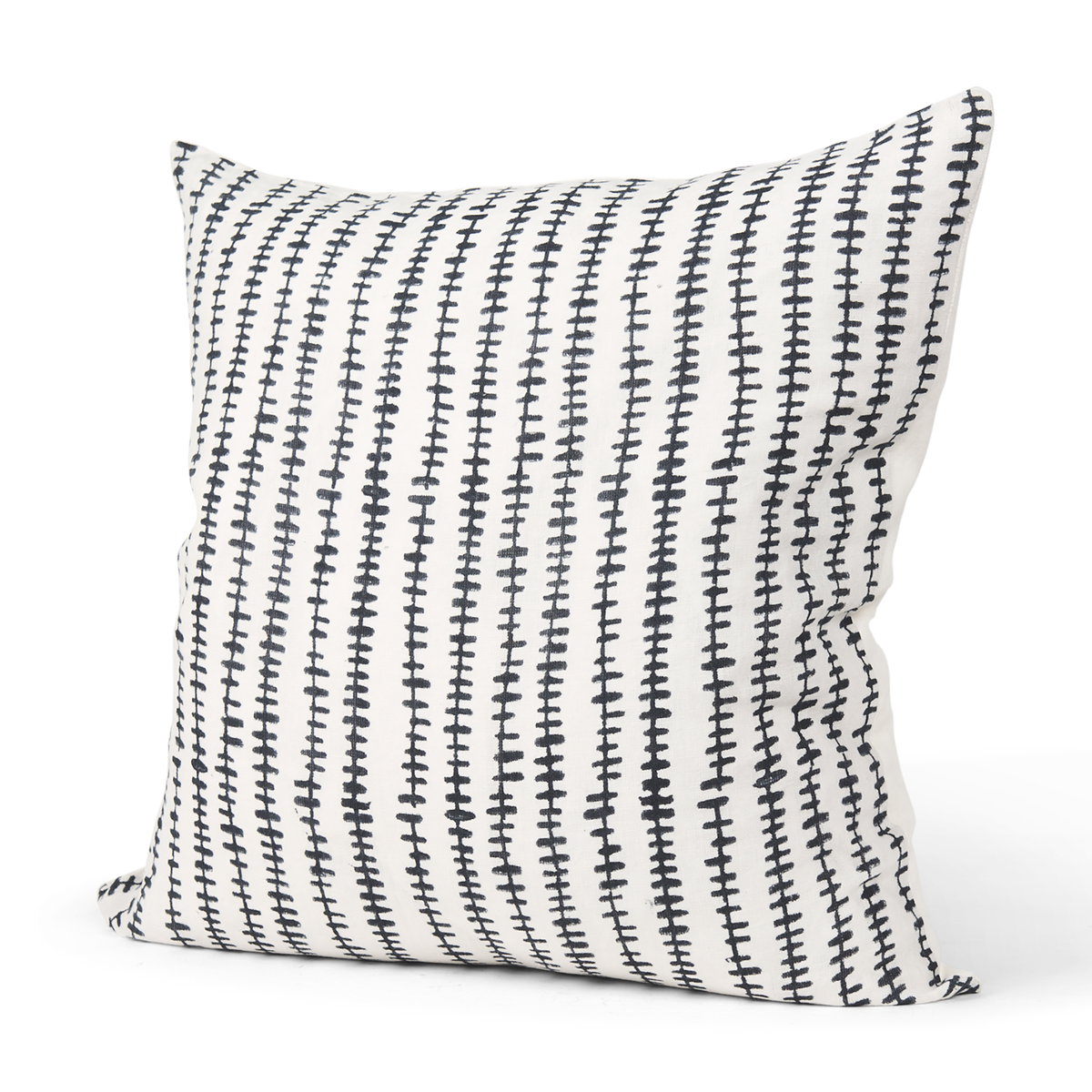 Jenna 22x22 Cream with Black Print Linen Square Decorative Pillow Cover, by Mercana, 22" length x 22" width x 0.2" height View 1