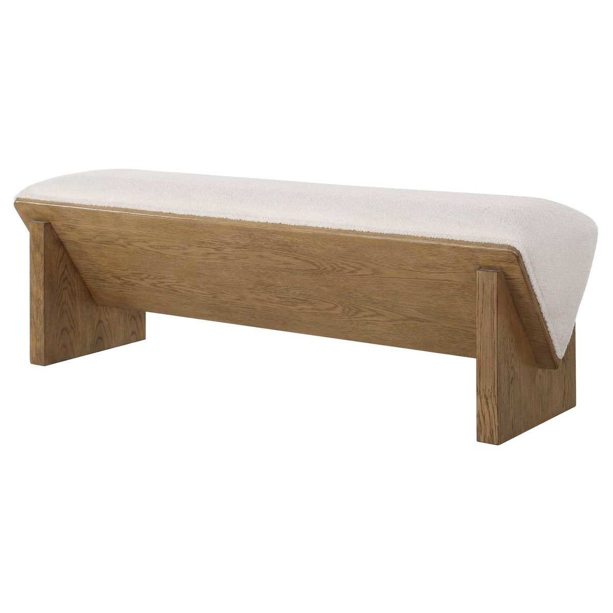 Wedged Ivory Fabric Bench, Benche by Uttermost, 59" width x 17" height x 19" depth View 5