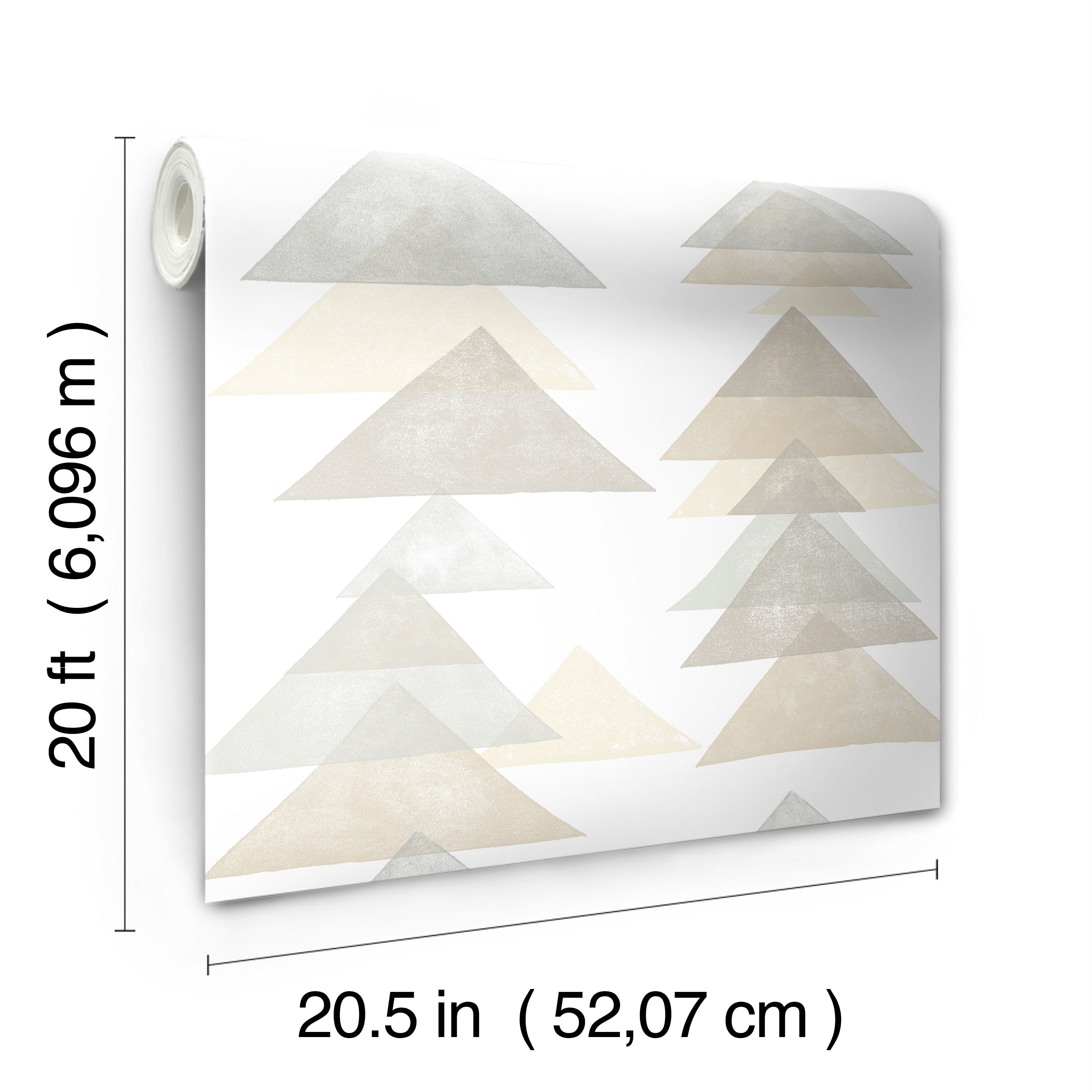 Triangles Neutral Peel & Stick Wallpaper, by York Wall, 20' length x 1'8.5" width x 0.02" depth View 9