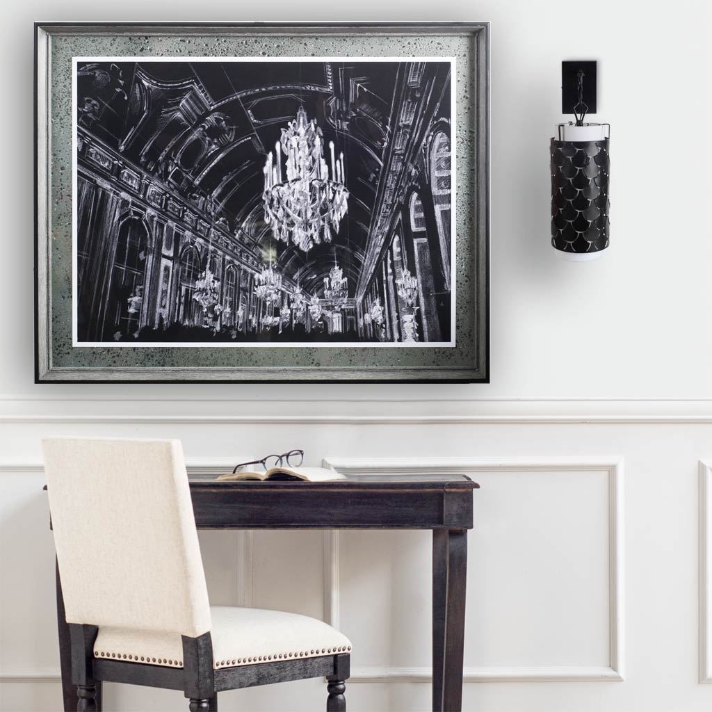 Brasseur III 10.5x22 Black Toned Metal Fish Scale Wall Sconce, by Mercana, 10.5" length x 7" width x 22" height View 2