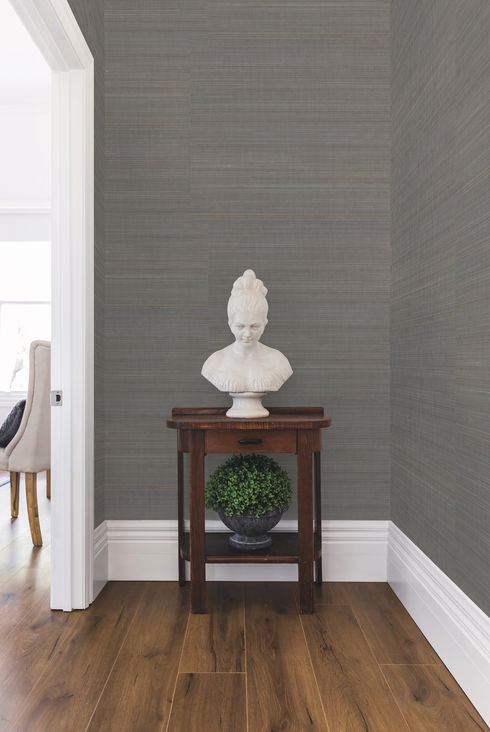 Abaca Weave Black Wallpaper
