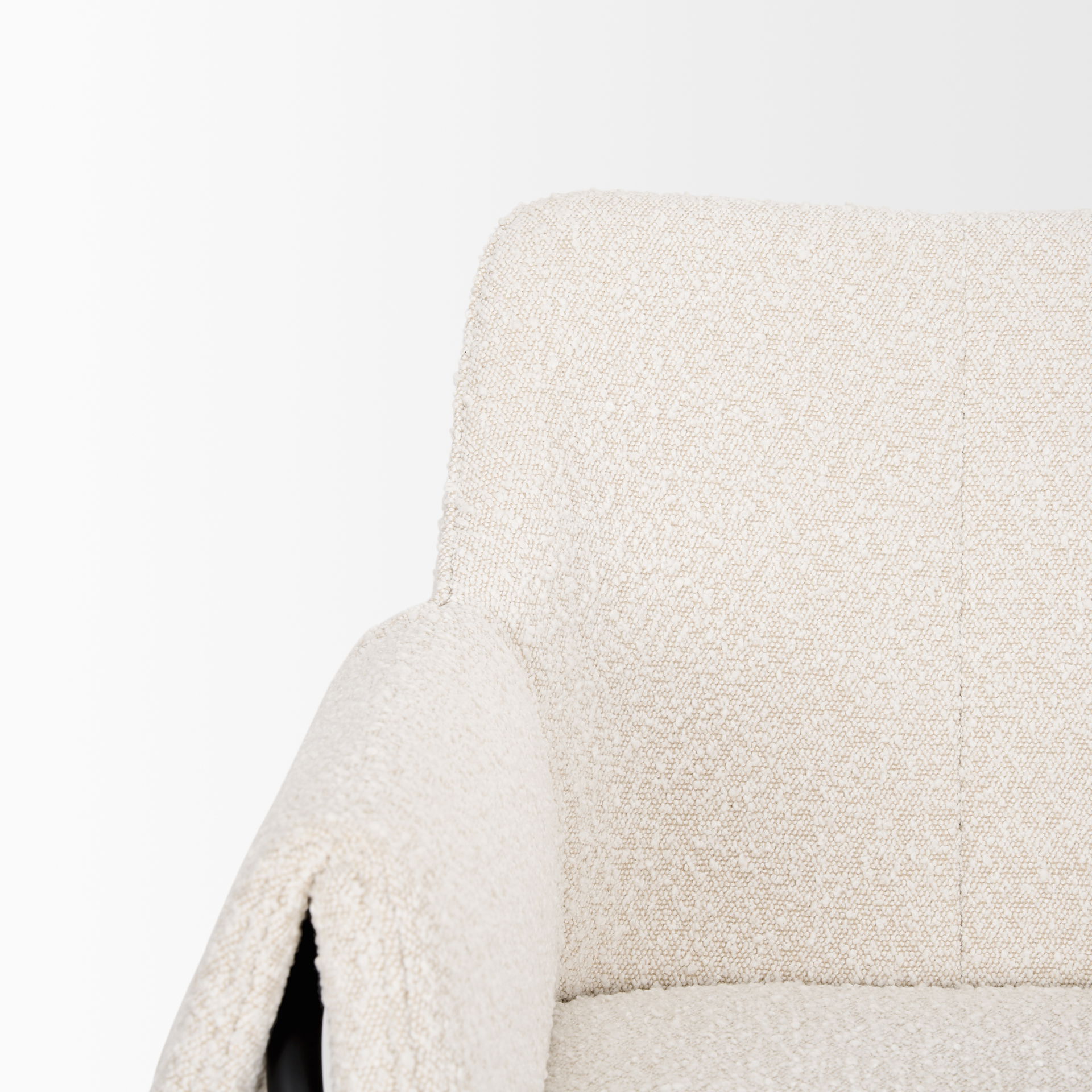 Brently Accent Chair with Cream Boucle Fabric & Matte Black Metal Legs large image 