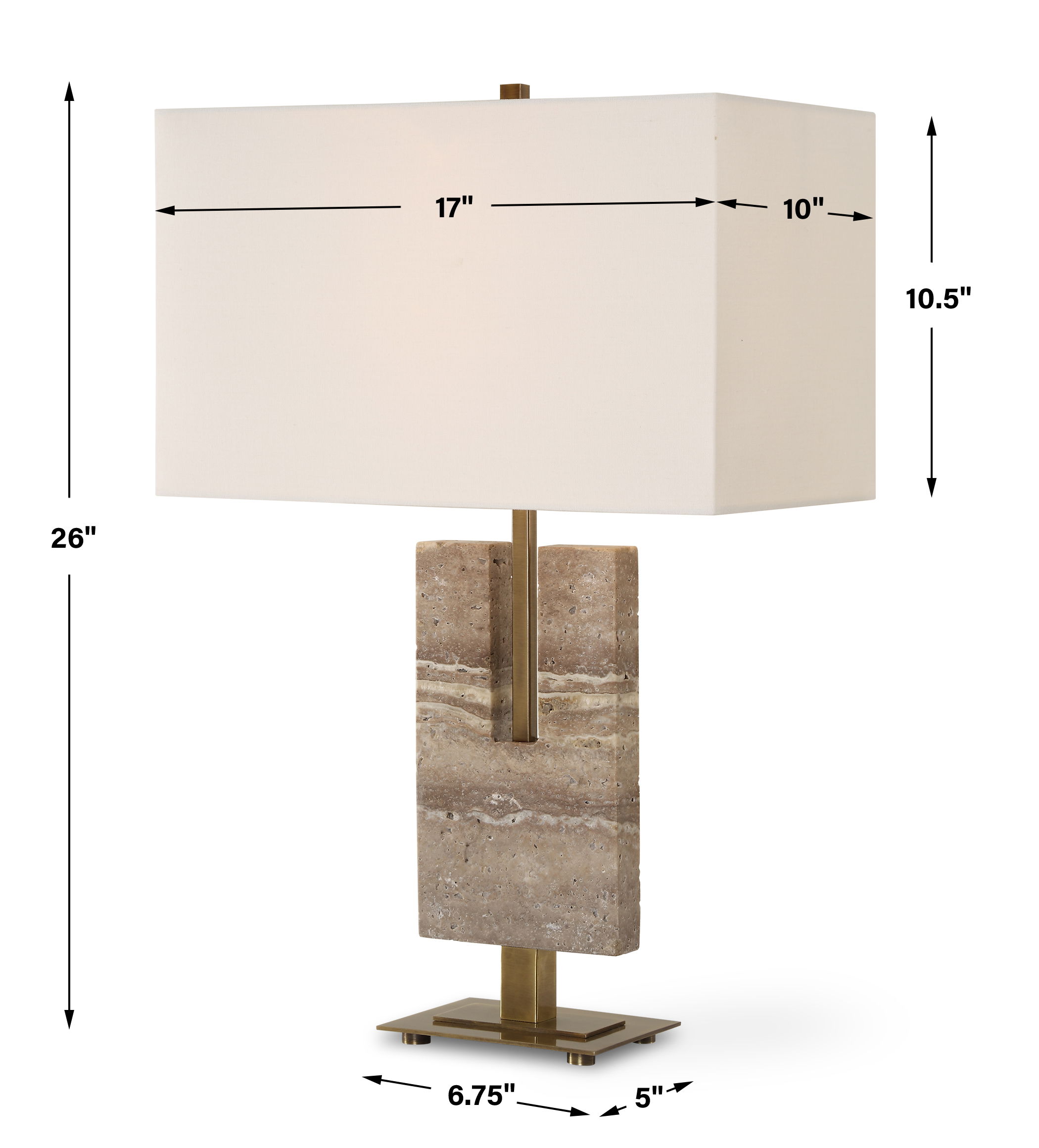 Turning Point Travertine Table Lamp, by Uttermost, 17" width x 26" height x 10" depth View 3