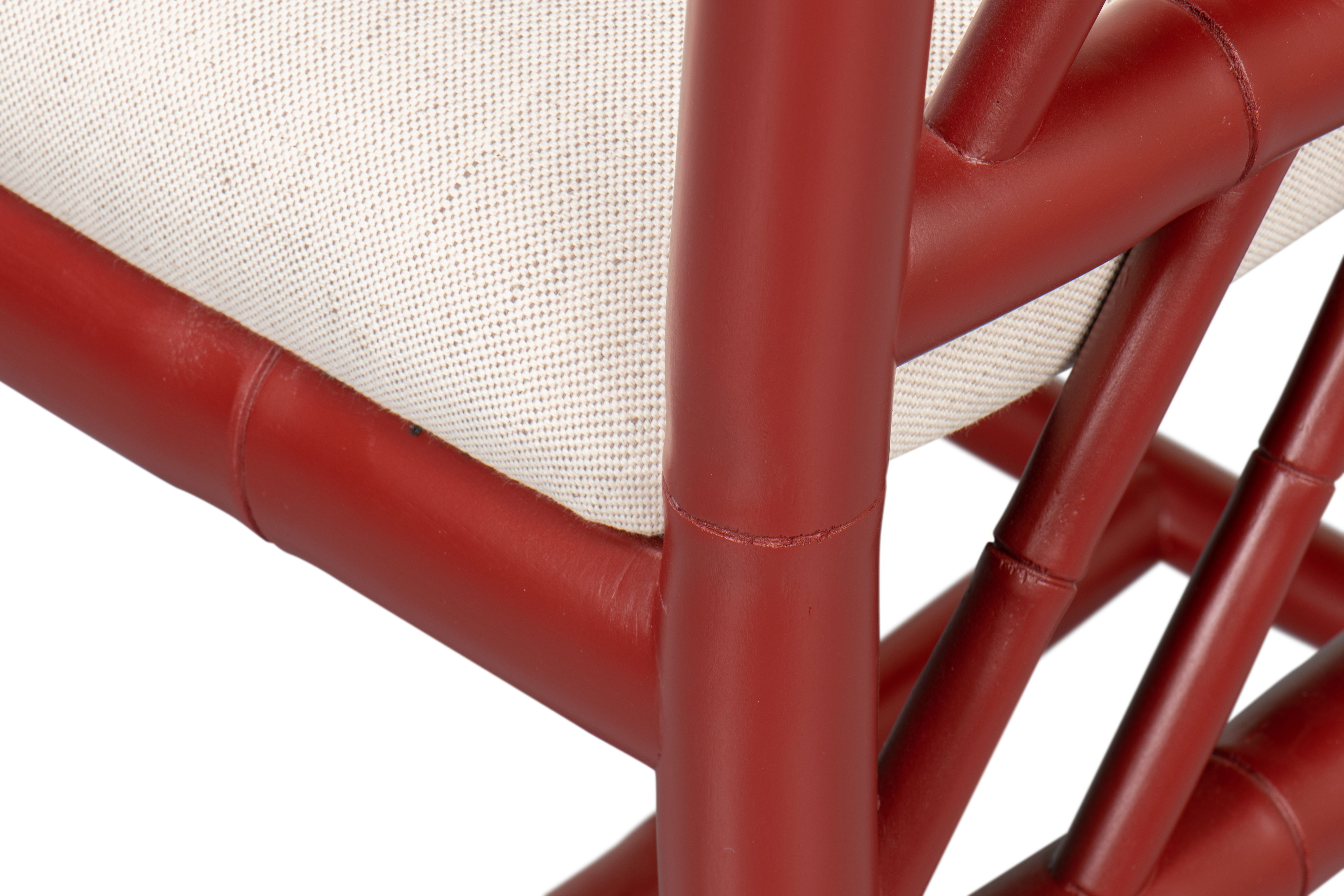 Brighton Bamboo Side Chair, Red, Dining Chair by Sarreid, 17" length x 22" width x 39" height View 4