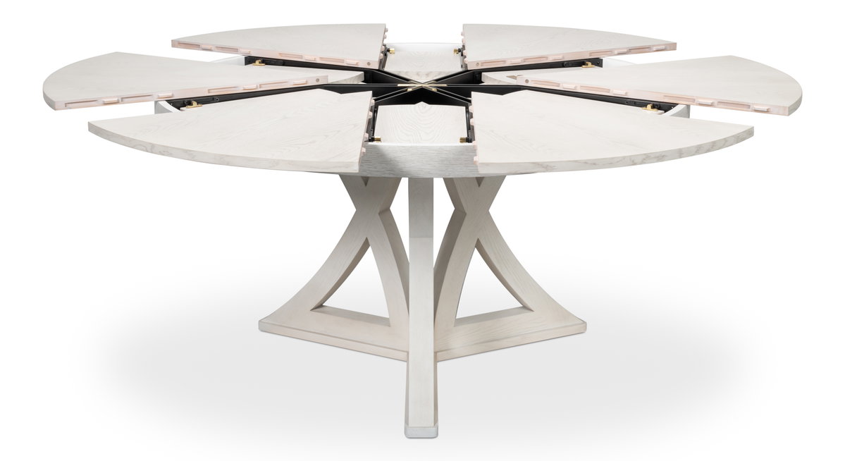 Casual Jupe Dining Table Workingwhite Md, by Sarreid, 4'7" length x 4'7" width x 2'6" height View 2