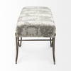 Ayla 55L x 17.6W x 18H Light and Dark Gray Fabric Seat with Antique Gold Metal Frame Bench, Benche by Mercana, 55" length x 17.6" width x 18" height thumbnail 5