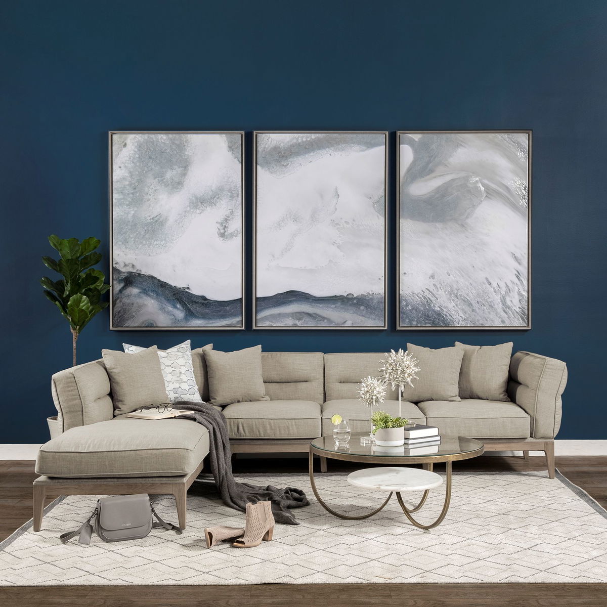 Denali IV 121' Beige Upholstered Wooden Frame Left Four Seater Sectional, Sectional Sofa by Mercana, 121" length x 86" width x 30.25" height View 2