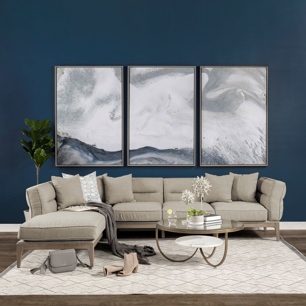 Denali IV 121' Beige Upholstered Wooden Frame Left Four Seater Sectional, Sectional Sofa by Mercana, 121" length x 86" width x 30.25" height View 2