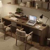 Online Designer Home/Small Office Nut-brown Rectangular Solid Wood desks