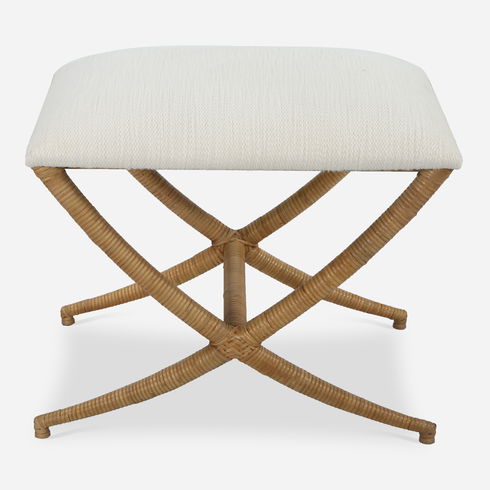 Expedition White Fabric Small Bench