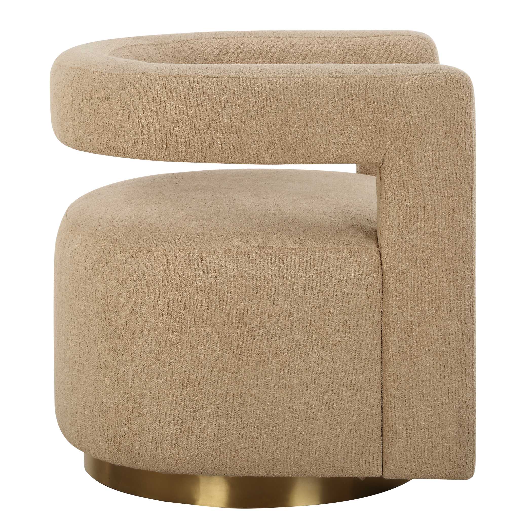 Grounded Modern Swivel Chair, Furniture by Uttermost, 28" width x 28" height x 30" depth View 6