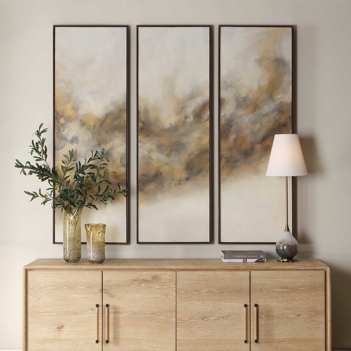 Smoke Break Hand Painted Modern Art Set/3, Painting by Uttermost, 21" width x 61" height x 2" depth View 2