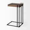 Maddox 16L x 13.5W x 27H Medium Brown Wood with Black Metal C-shaped End/Side Table, Side & End Table by Mercana, 17.12" length x 13.5" width x 27" height thumbnail 5