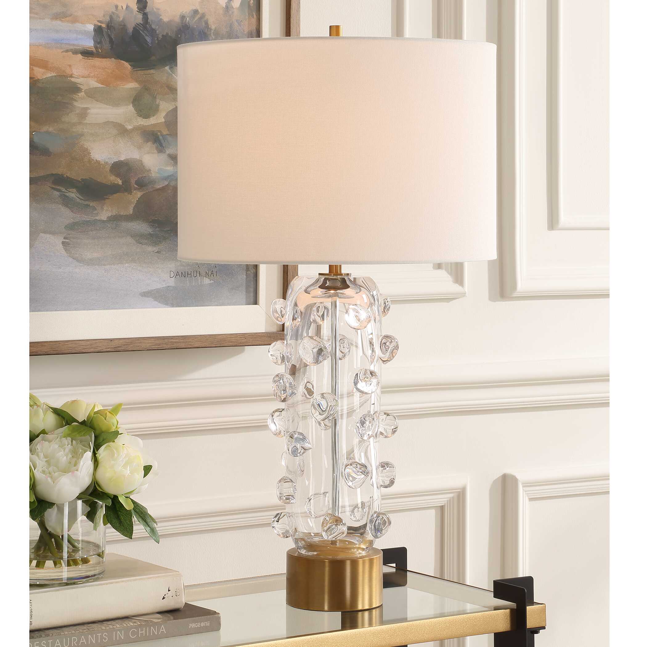 Aura Clear Glass Table Lamp, by Uttermost, 15" width x 27.75" height x 15" depth View 2
