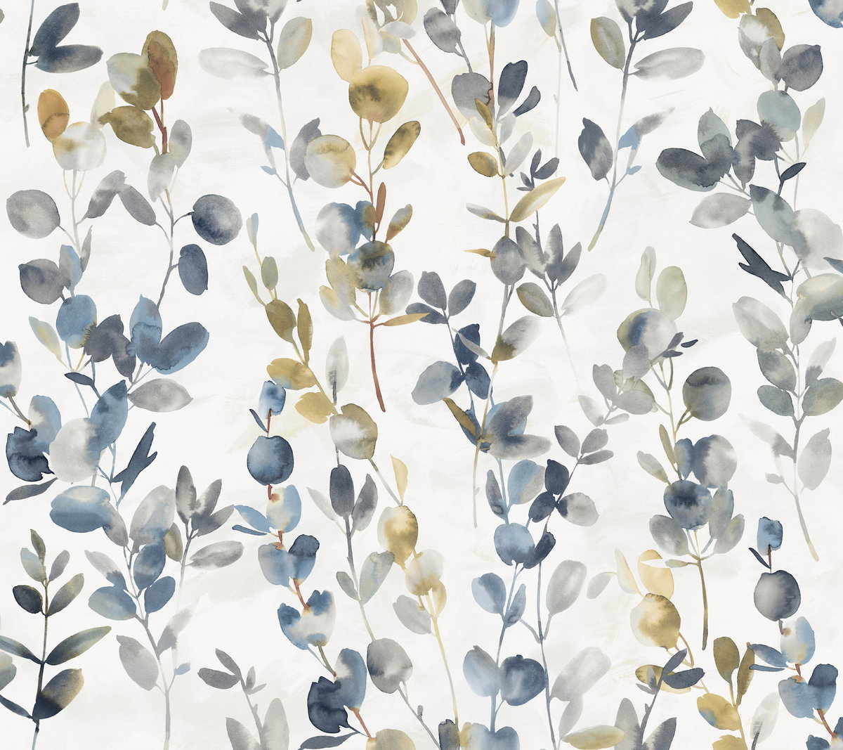 Joyful Eucalyptus Navy Wallpaper, by York Wall, 27' length x 2'3" width x 0.02" depth