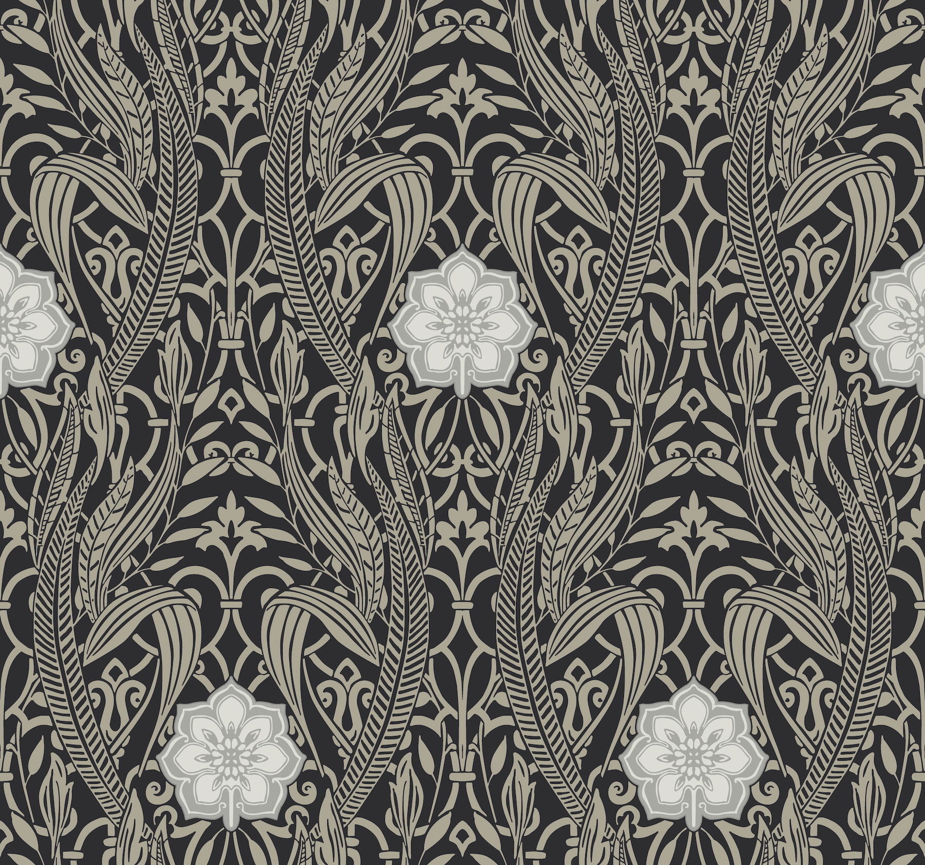 Gatsby Damask Black Wallpaper large image 