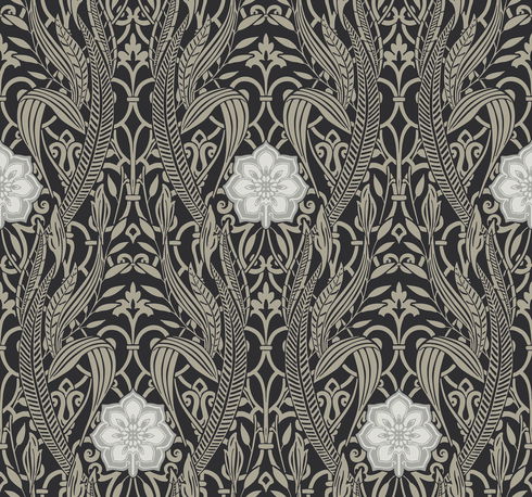 Gatsby Damask Black Wallpaper