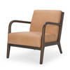 Cashel Accent Chair with Dark Brown Wood and Tan Genuine Leather, by Mercana, 32" length x 26" width x 29.5" height thumbnail 1