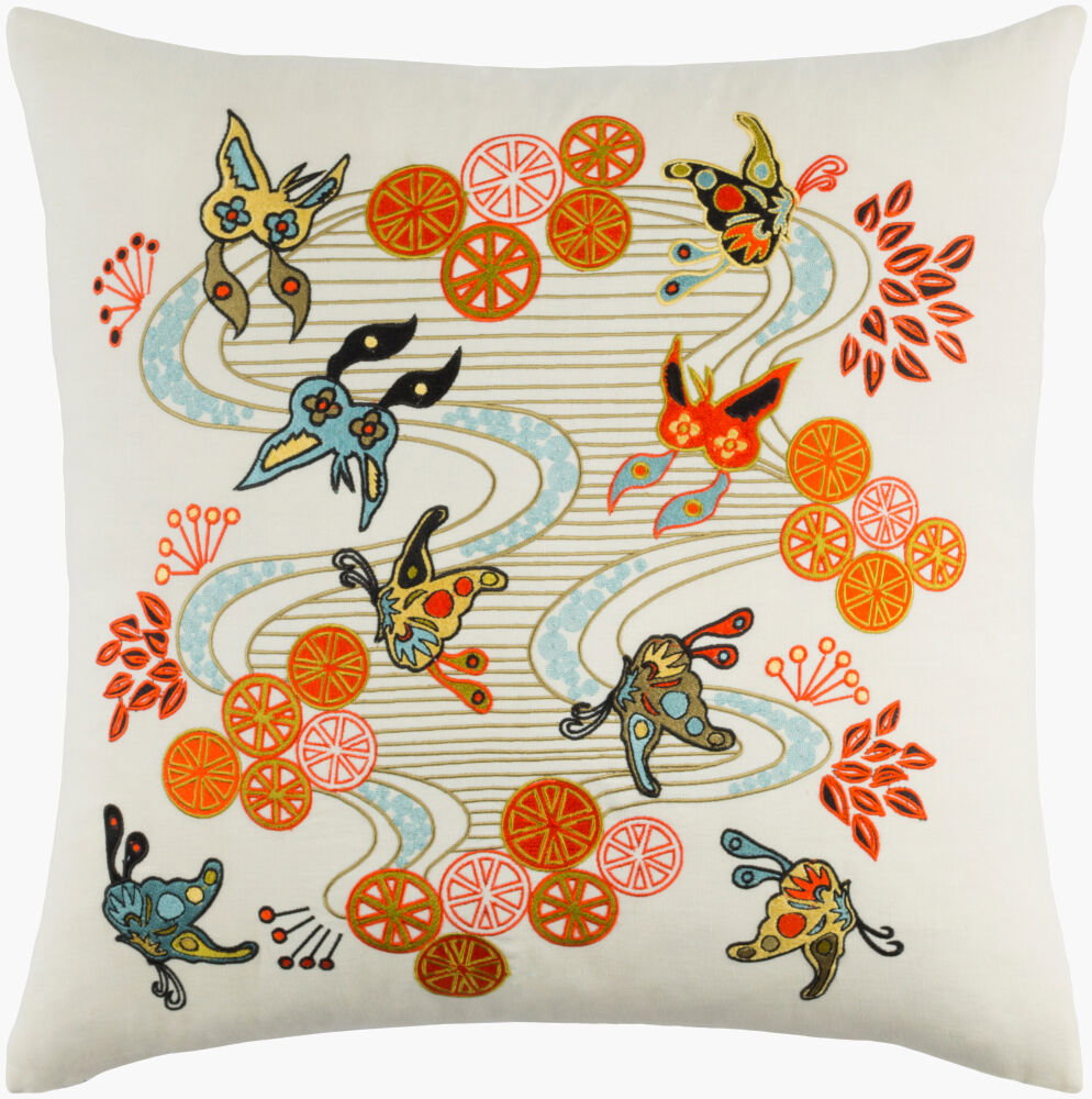 Chinese River Accent Pillow Poly, Decorative Pillow by Surya, 18" length x 18" width