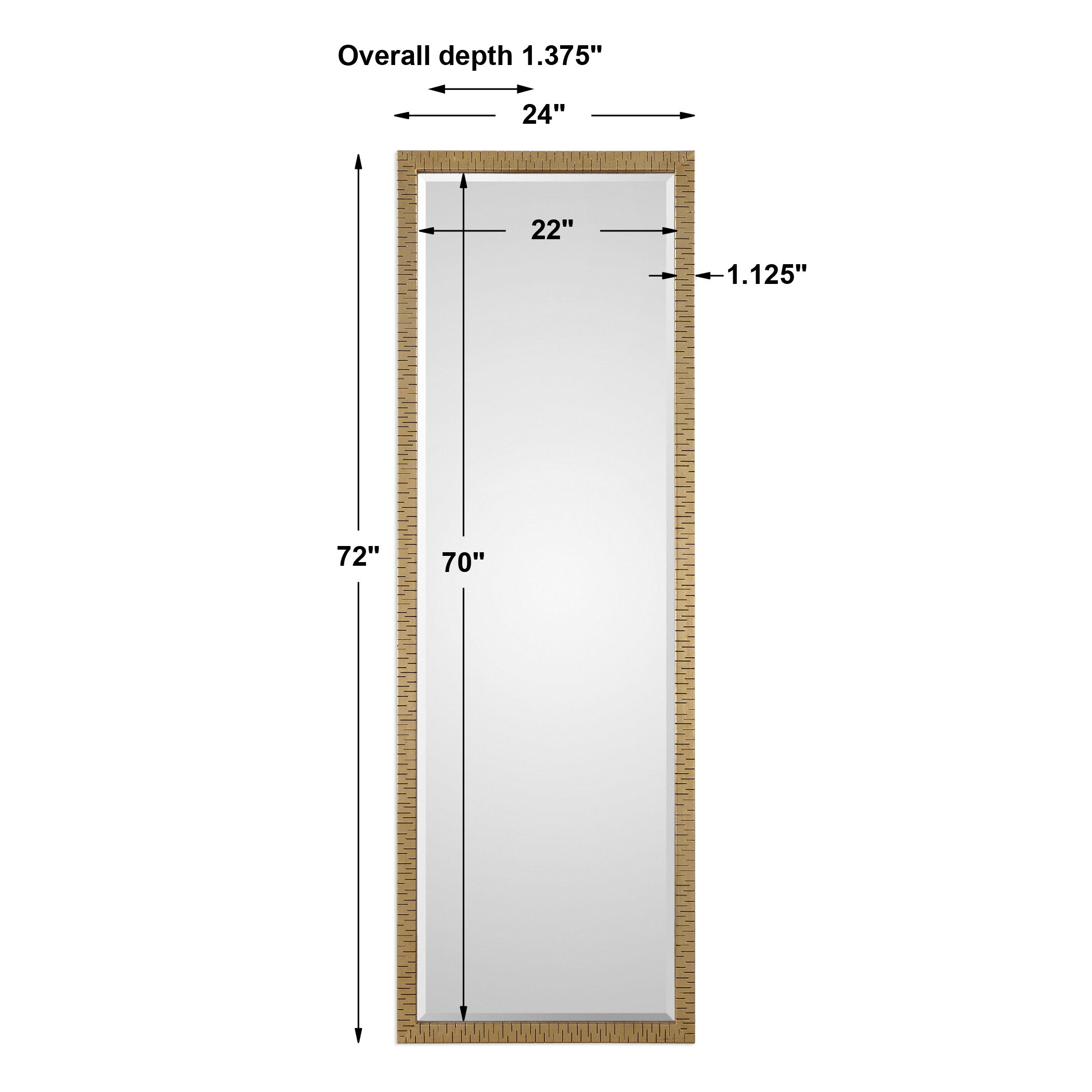 Vilmos Metallic Gold Mirror, by Uttermost, 24" width x 72" height x 1.37" depth View 3