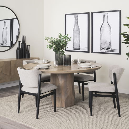 Cline Gray Fabric with Black Wood Dining Chair