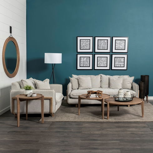 Roy I 84" Frost Gray Upholstered Three Seater Sofa