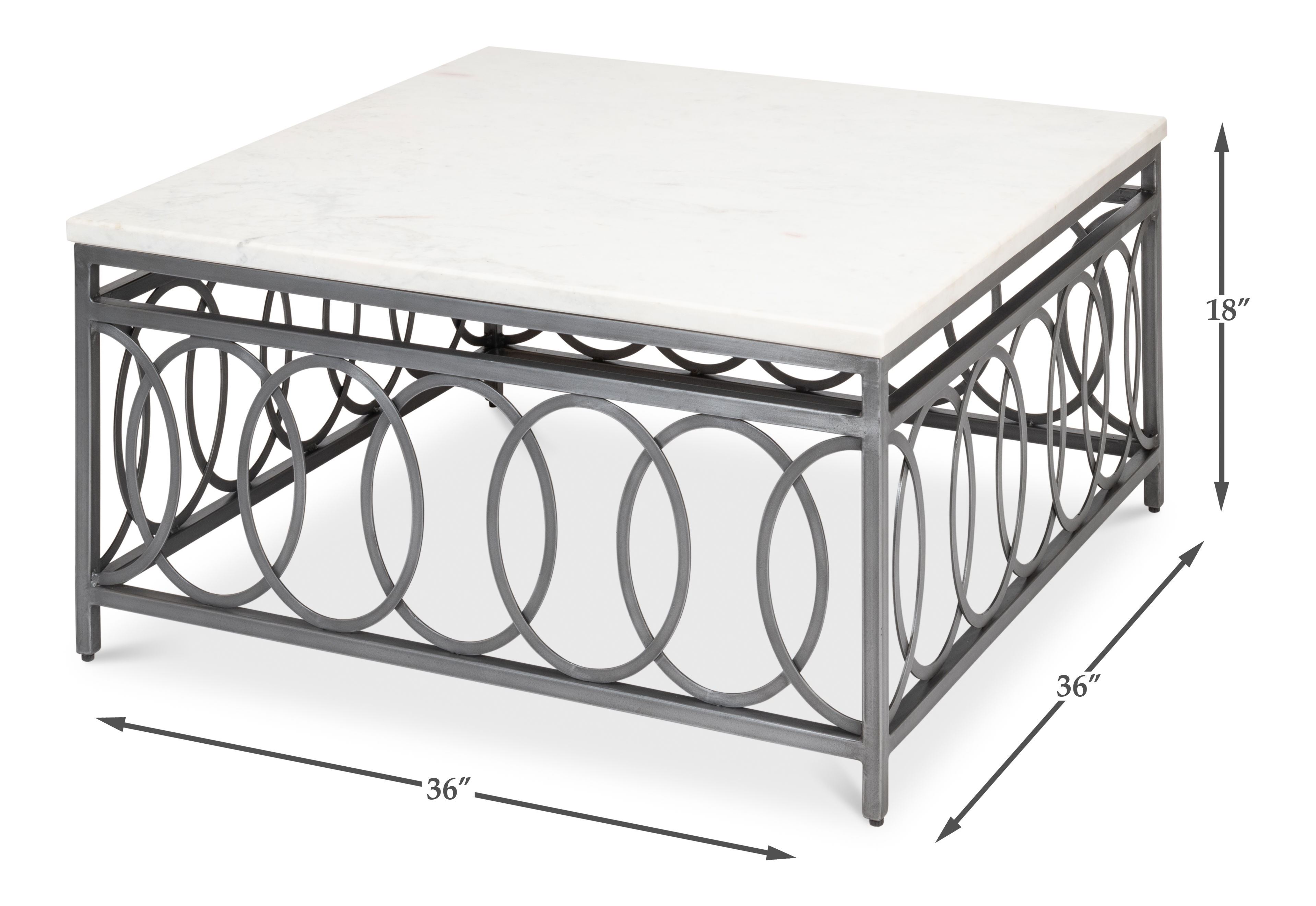 Olympia Square Coffee Table, by Sarreid, 36" length x 36" width x 18" height View 13