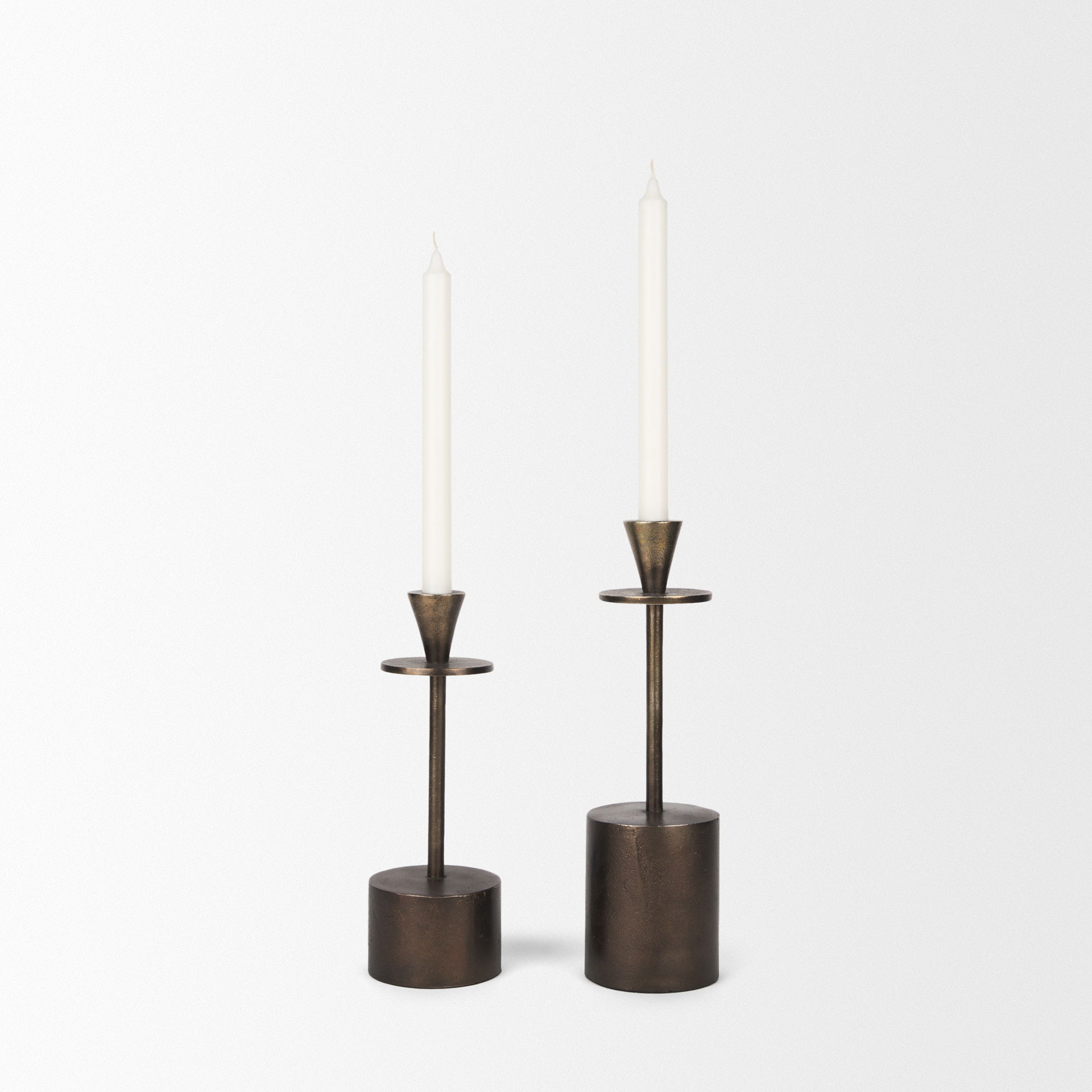 Petria Antiqued Gold Textured Metal Taper Candle Holders large image 
